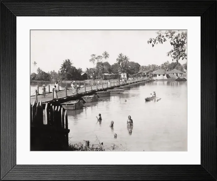 Framed Print : Pontoon bridge, Ceylon, Sri Lanka
