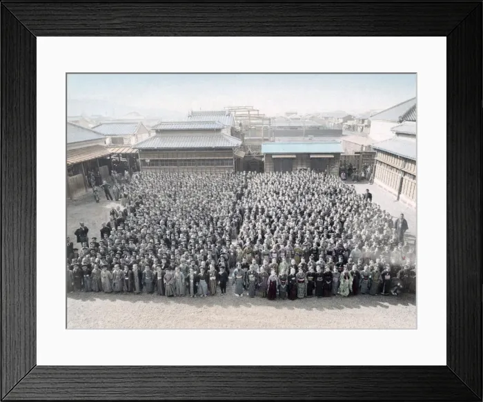 Framed Print : School children in courtyard, Japan, c. 1880 s Framed Print : School children in courtyard, Japan, c. 1880 s