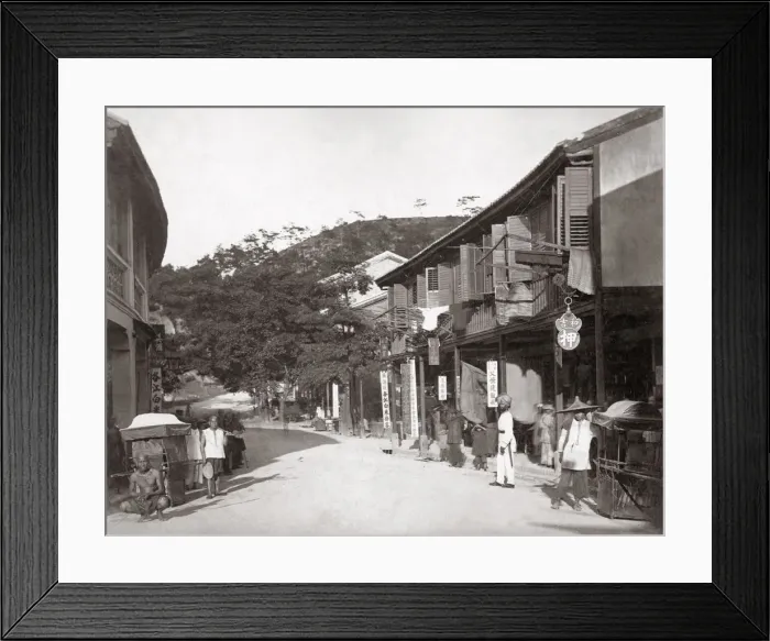 Framed Print : Street scene, Chinese quarter, Hong Kong c. 1870 Framed Print : Street scene, Chinese quarter, Hong Kong c. 1870