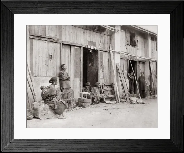 Framed Print : Street scene, Chinese quarter, Hong Kong, c. 1870 Framed Print : Street scene, Chinese quarter, Hong Kong, c. 1870