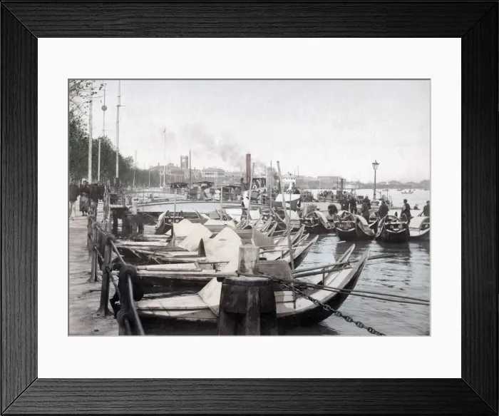 Framed Print : Small boats along The Bund, Shanghai, China, c. 1890 s Framed Print : Small boats along The Bund, Shanghai, China, c. 1890 s