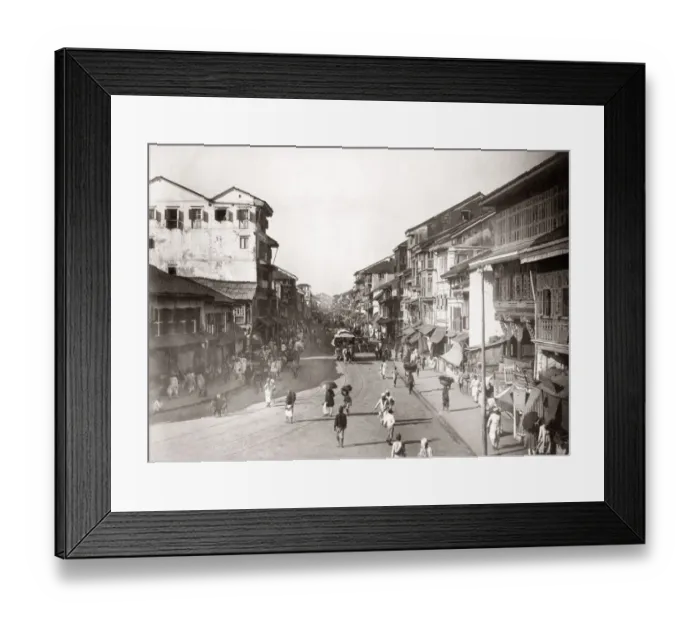 Framed Print : 1880s - busy street scene in Bombay (Mumbai) India Framed Print : 1880s - busy street scene in Bombay (Mumbai) India