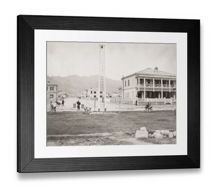 Framed Print : Fire bell, Kobe Bund, Japan, 1870 s Framed Print : Fire bell, Kobe Bund, Japan, 1870 s