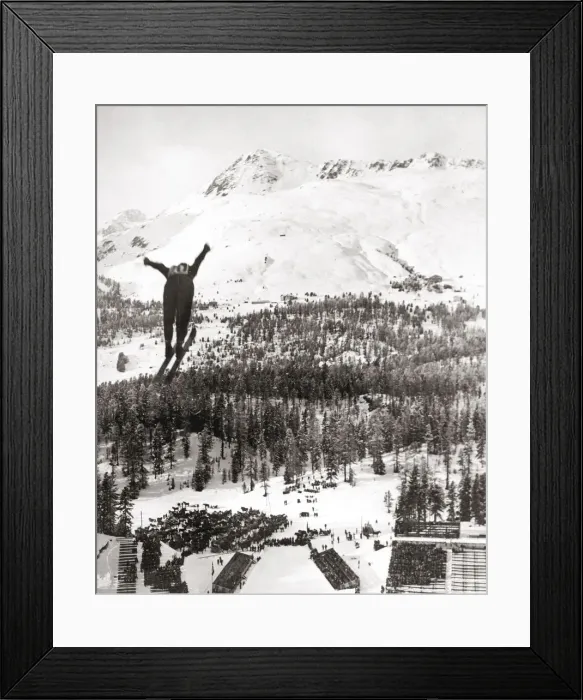 Framed Print : Ski-jumping St Moritz Switzerland, 1933 Framed Print : Ski-jumping St Moritz Switzerland, 1933