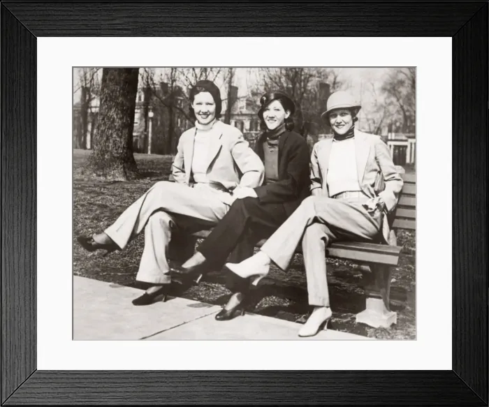 Framed Print : Radical new fashion - the trouser suit, St Louis USA, 1933 Framed Print : Radical new fashion - the trouser suit, St Louis USA, 1933