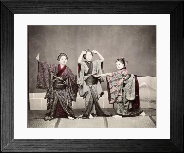 Framed Print : c. 1880s Japan - group of dancers Framed Print : c. 1880s Japan - group of dancers
