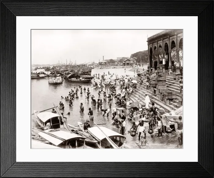Framed Print : Bathing ghat, Calcutta, India, c. 1880 s Framed Print : Bathing ghat, Calcutta, India, c. 1880 s