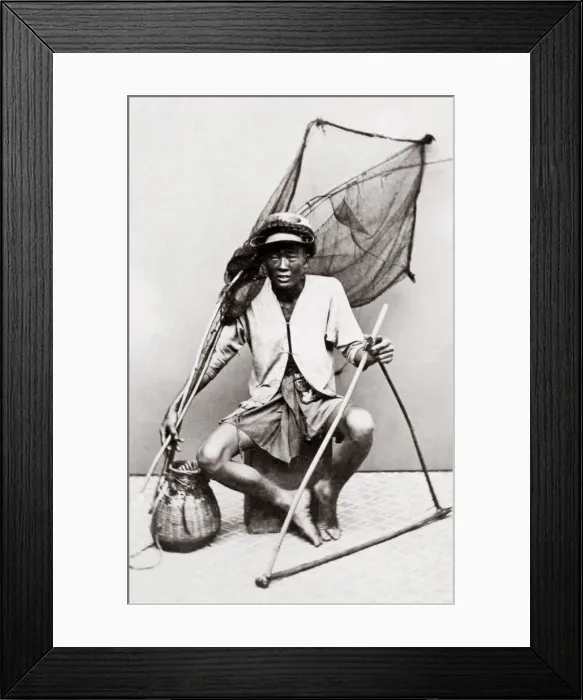 Framed Print : Fisherman Indo-China, Vietnam or Singapore Framed Print : Fisherman Indo-China, Vietnam or Singapore
