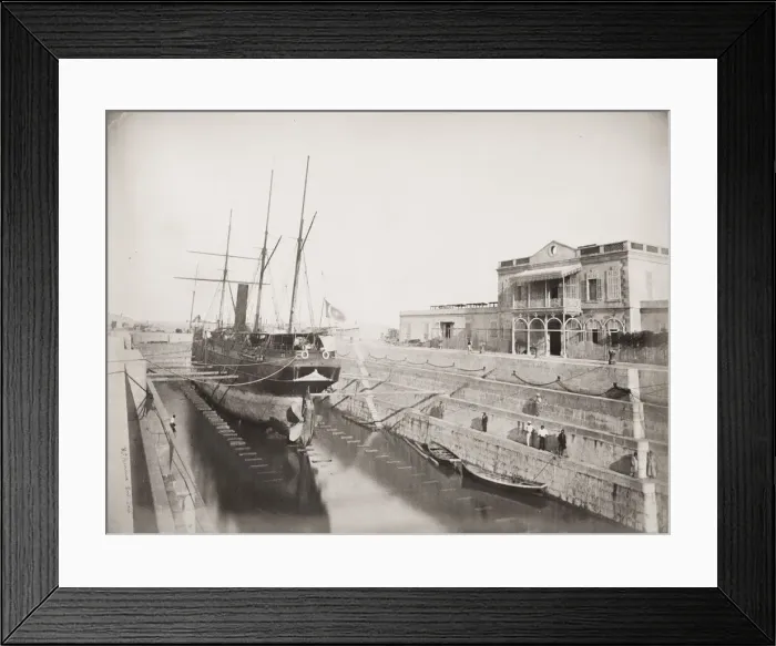 Framed Print : Ship in dry dock, Egypt, probably on the Suez Canal Framed Print : Ship in dry dock, Egypt, probably on the Suez Canal
