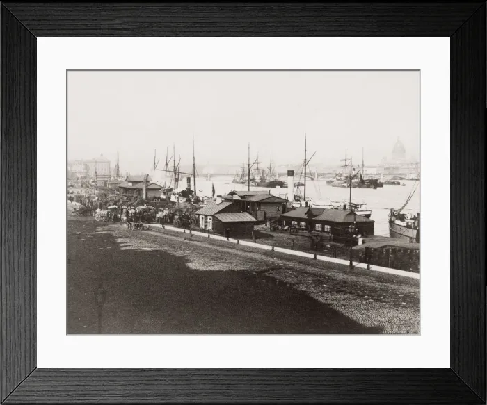 Framed Print : Embankment, with ships, quay, St Petersburg, Russia Framed Print : Embankment, with ships, quay, St Petersburg, Russia