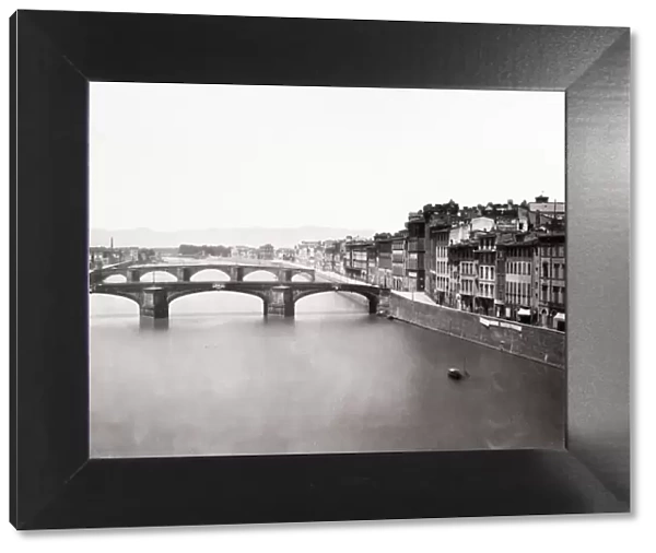 Panoramic view, Ponte Vecchio, River Arno, Florence, Italy