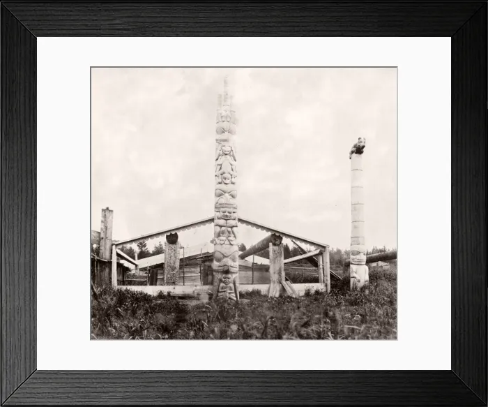 Framed Print : c. 1880s North totem pole, probably Metlakatla, BC Canada Framed Print : c. 1880s North totem pole, probably Metlakatla, BC Canada