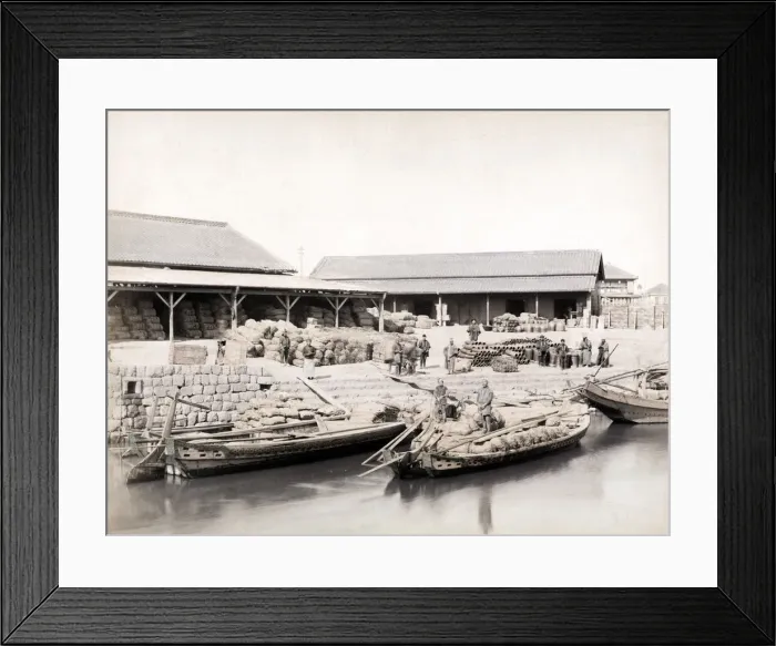 Framed Print : Cargo boats at wharf, Shinbashi, Tokyo, Japan Framed Print : Cargo boats at wharf, Shinbashi, Tokyo, Japan