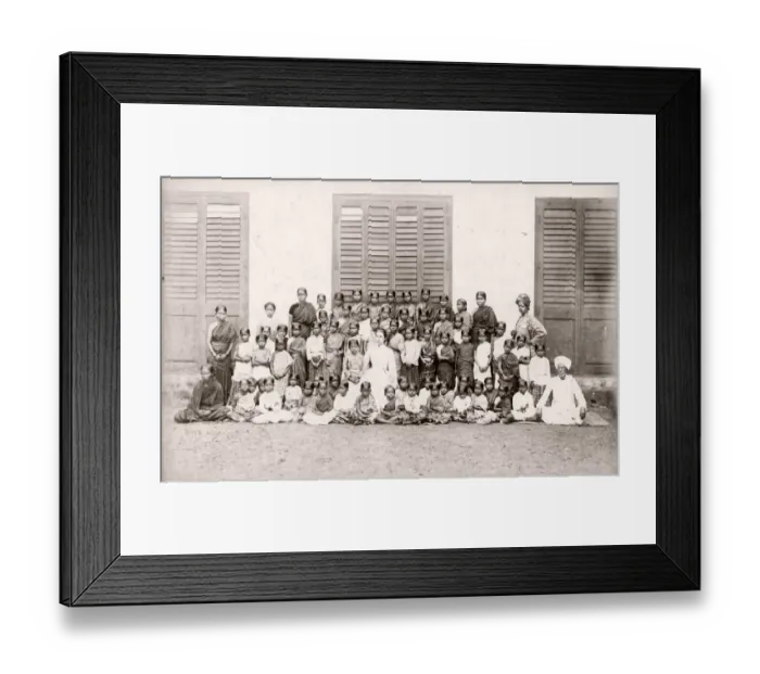 Framed Print : School children India c. 1890s - possibly a Christian mission Framed Print : School children India c. 1890s - possibly a Christian mission