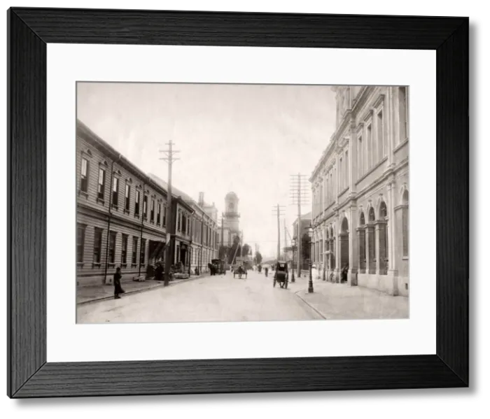 Framed Print : Street in Yokohama Japan, c. 1890 Framed Print : Street in Yokohama Japan, c. 1890