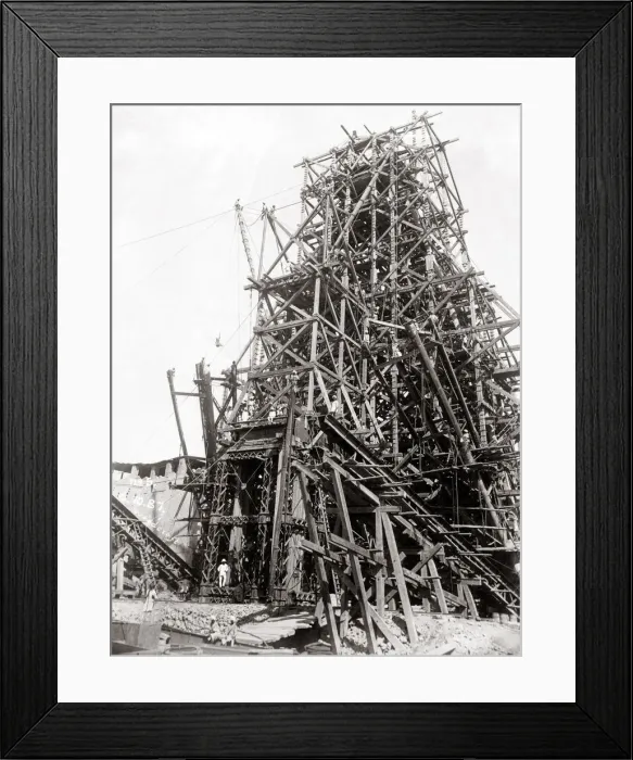 Framed Print : Building a railway bridge, India, c. 1880 s Framed Print : Building a railway bridge, India, c. 1880 s