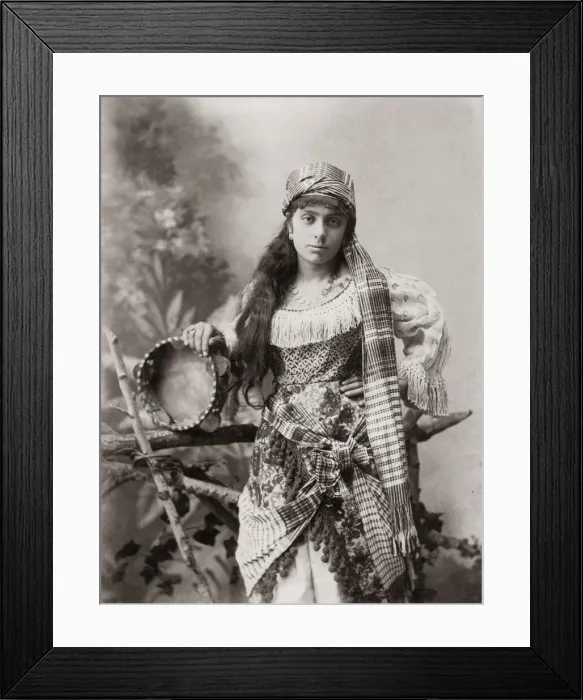 Framed Print : Dancer with tambourine, Egypt, c. 1890 Framed Print : Dancer with tambourine, Egypt, c. 1890