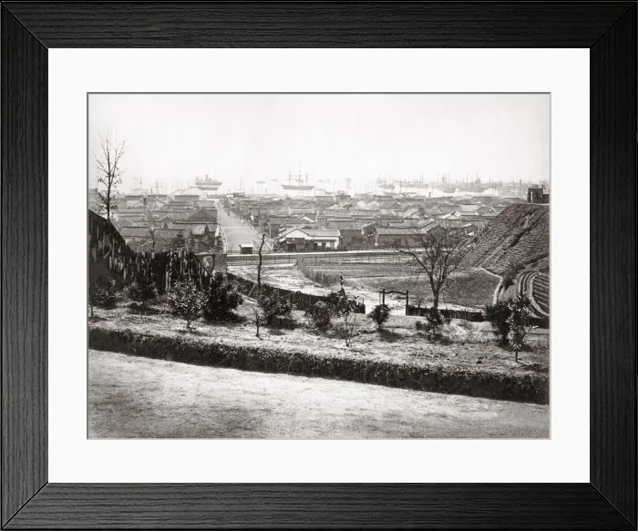 Framed Print : View and town of Kobe, Japan, c. 1870 s Framed Print : View and town of Kobe, Japan, c. 1870 s