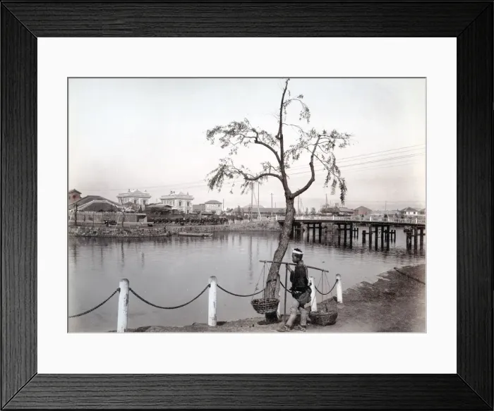 Framed Print : View of Yokohama Railway Station, Japan, c. 1880 s Framed Print : View of Yokohama Railway Station, Japan, c. 1880 s