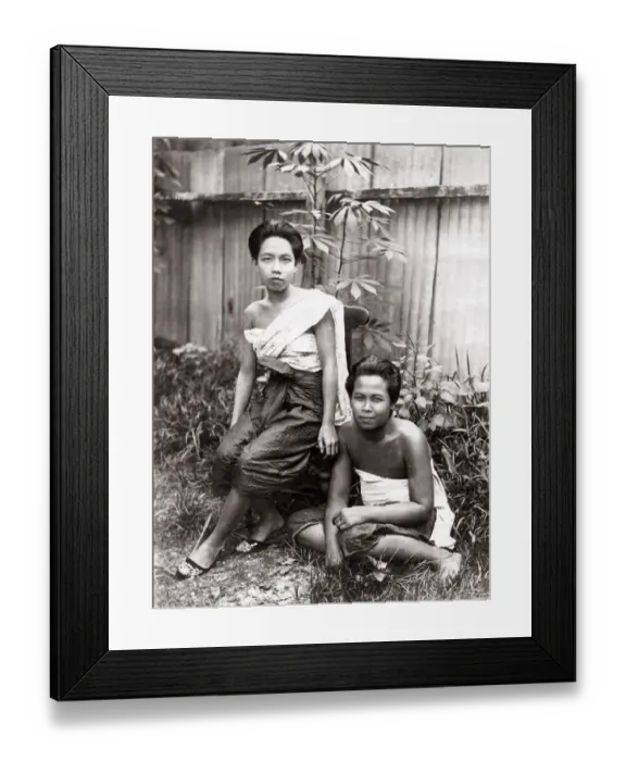 Framed Print : Two young women, Siam (Thailand) c. 1880 Framed Print : Two young women, Siam (Thailand) c. 1880