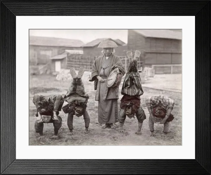 Framed Print : Street jugglers, Japan, c. 1880 s Framed Print : Street jugglers, Japan, c. 1880 s