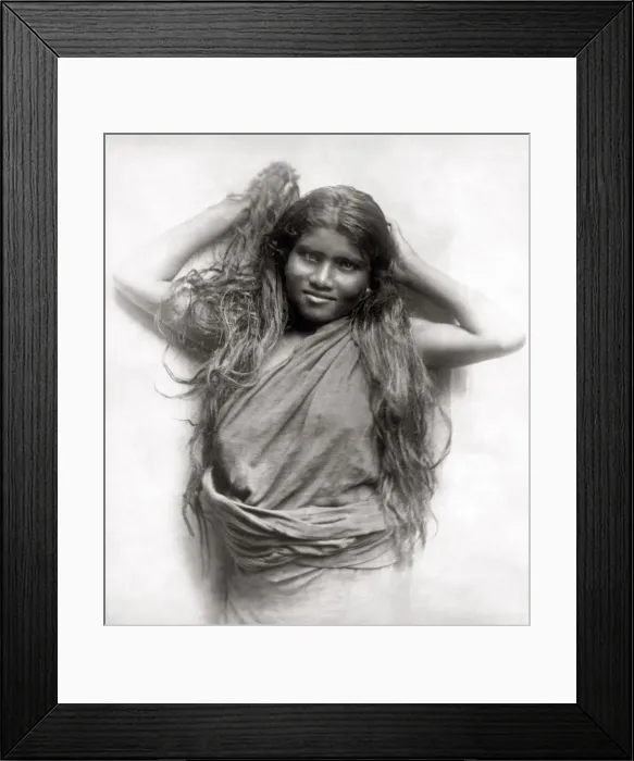 Framed Print : Young girl with long hair, India, c. 1890 Framed Print : Young girl with long hair, India, c. 1890