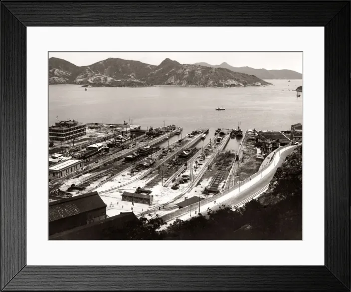 Framed Print : Dockyard in Hong Kong, c. 1930 s Framed Print : Dockyard in Hong Kong, c. 1930 s