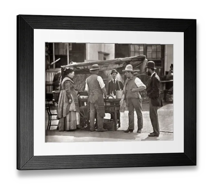 Framed Print : Street Life London 1878 - seller of shellfish Framed Print : Street Life London 1878 - seller of shellfish
