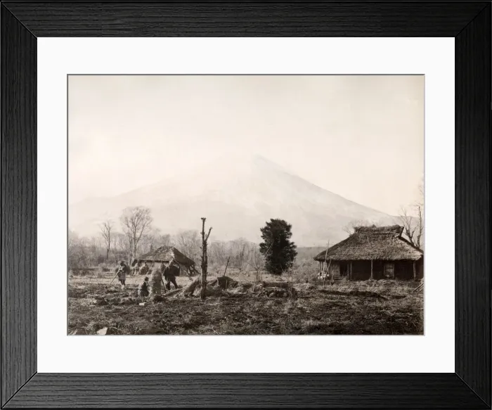 Framed Print : c. 1880s Japan - veiw of Mount Fuji, Fujiyama Framed Print : c. 1880s Japan - veiw of Mount Fuji, Fujiyama