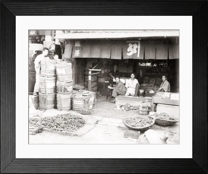 Framed Print : Food shop, Japan, c. 1880 s Framed Print : Food shop, Japan, c. 1880 s