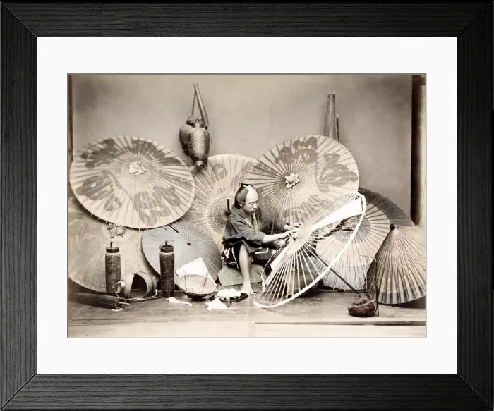 Framed Print : c. 1880s Japan - umbrella and parasol maker Framed Print : c. 1880s Japan - umbrella and parasol maker