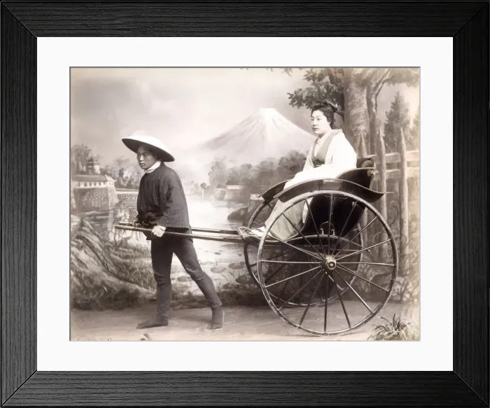 Framed Print : c. 1880s Japan - geisha in a rickshaw Framed Print : c. 1880s Japan - geisha in a rickshaw