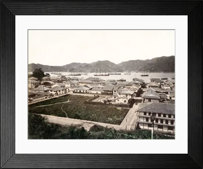 Framed Print : c. 1880s Japan - seafront at Nagasaki Framed Print : c. 1880s Japan - seafront at Nagasaki