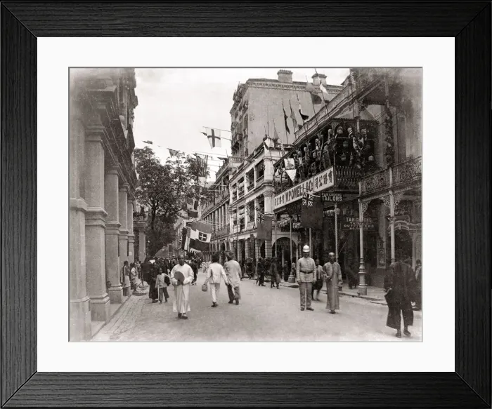 Framed Print : Busy street in Hong kong, c. 1890 Framed Print : Busy street in Hong kong, c. 1890