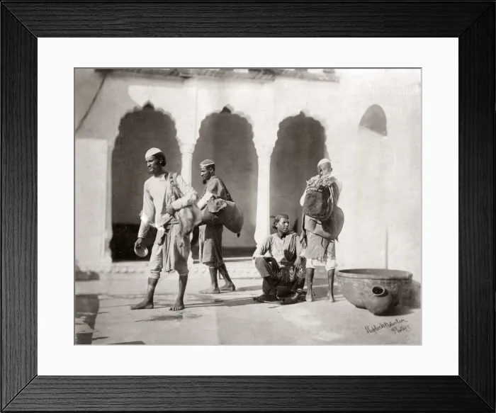 Framed Print : Water carriers, with skins, India, 1860 s Framed Print : Water carriers, with skins, India, 1860 s