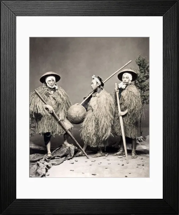 Framed Print : c. 1880s Japan - labourers in grass coats Framed Print : c. 1880s Japan - labourers in grass coats