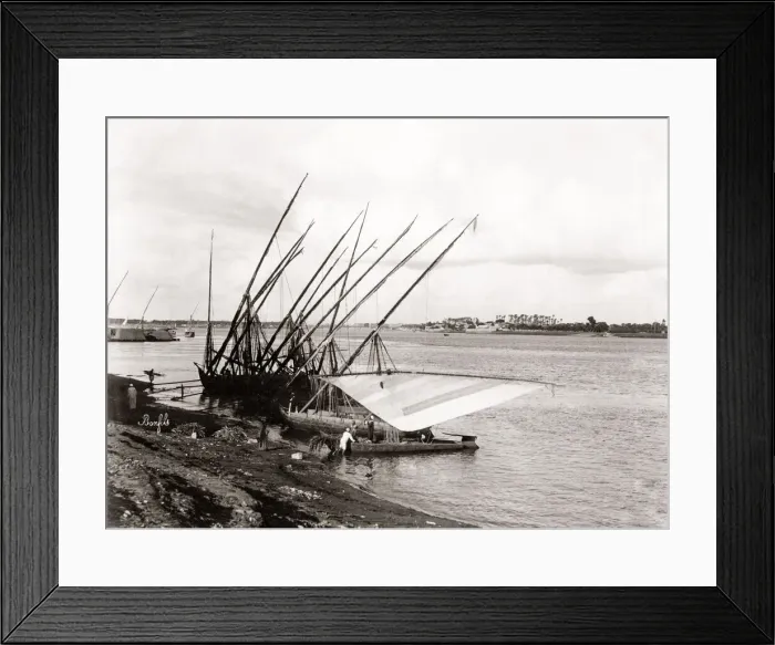 Framed Print : Boats on the River Nile, near Cairo, Egypt, c. 1880 s Framed Print : Boats on the River Nile, near Cairo, Egypt, c. 1880 s