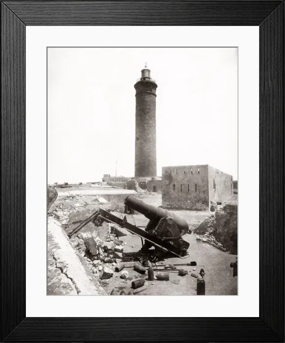 Framed Print : Lighthouse and cannon, Alexandria, Egypt, 1882