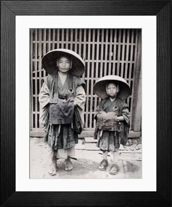 Framed Print : c. 1880s Japan - peasant children Framed Print : c. 1880s Japan - peasant children