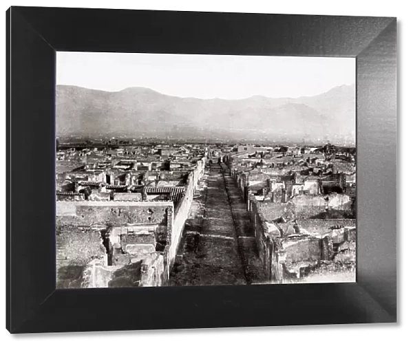 c. 1880s Italy Naples street at ruins of Pompeii