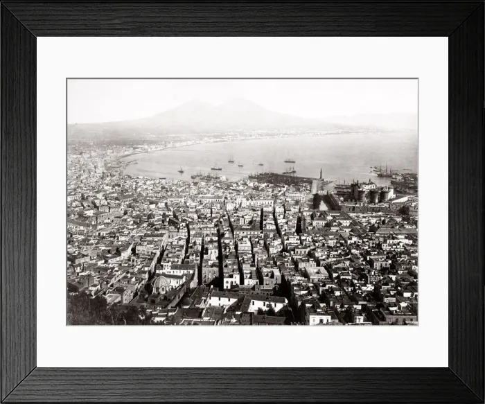 Framed Print : c. 1880s Italy Naples city, Mediterranean and Mount Vesuvius Framed Print : c. 1880s Italy Naples city, Mediterranean and Mount Vesuvius