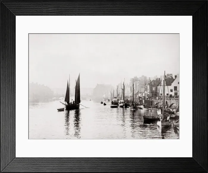 Framed Print : c. 1880s North East England - Whitby: boats in the harbour Framed Print : c. 1880s North East England - Whitby: boats in the harbour