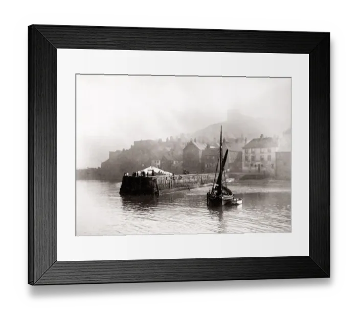 Framed Print : c. 1880s North East England - Whitby: harbour and boat Framed Print : c. 1880s North East England - Whitby: harbour and boat