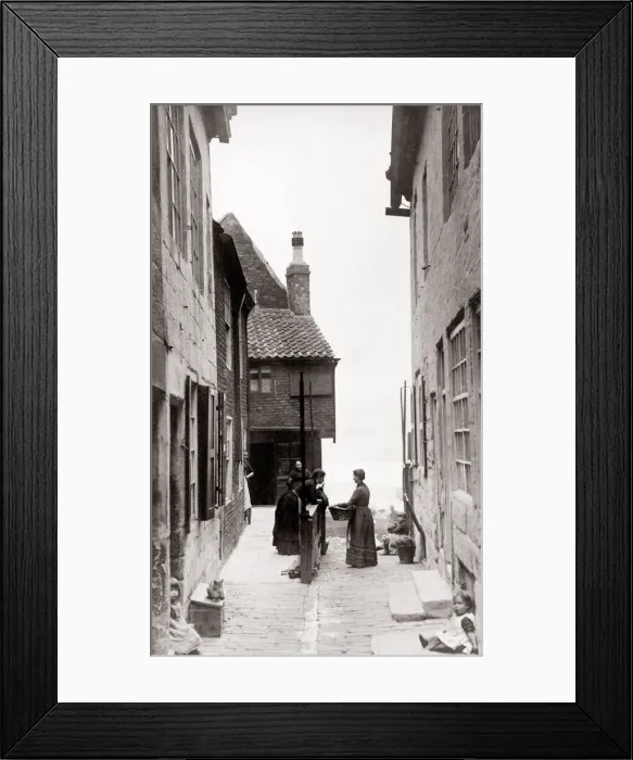 Framed Print : c. 1880s North East England - Whitby: street scene Framed Print : c. 1880s North East England - Whitby: street scene