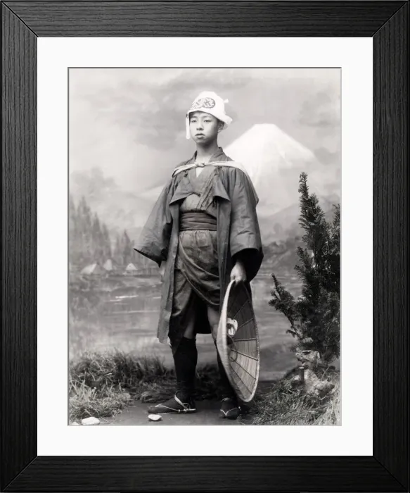 Framed Print : c. 1880s Japan - farm worker with his hat Framed Print : c. 1880s Japan - farm worker with his hat