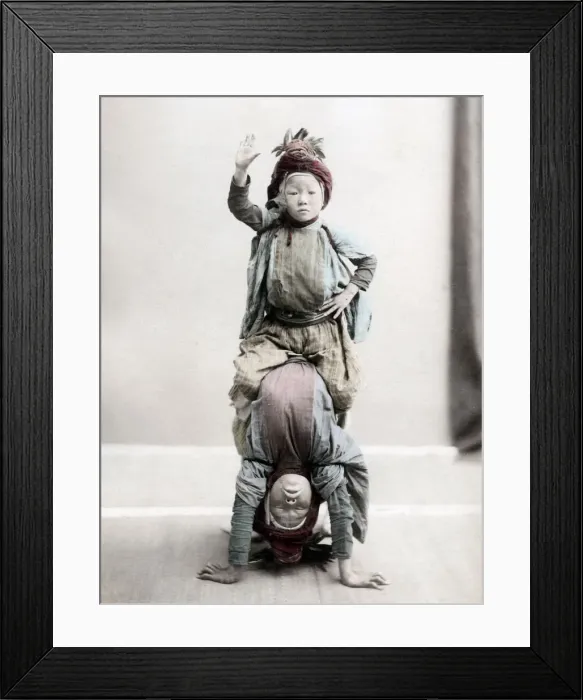 Framed Print : c. 1880s Japan - child acrobats or performers Framed Print : c. 1880s Japan - child acrobats or performers