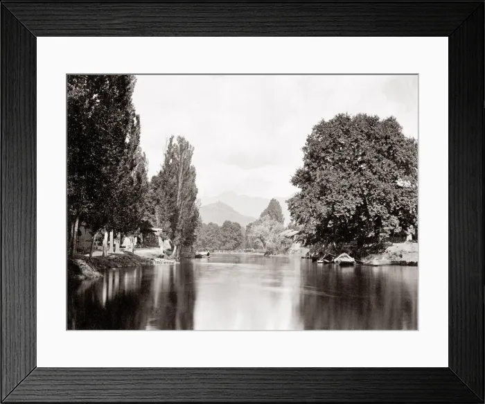 Framed Print : c. 1880s India - river scene Kashmir, Burke studio Framed Print : c. 1880s India - river scene Kashmir, Burke studio