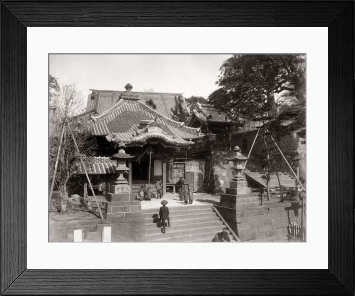 Framed Print : c. 1880s Japan - Yakushi temple at Honmura Yokohama Framed Print : c. 1880s Japan - Yakushi temple at Honmura Yokohama