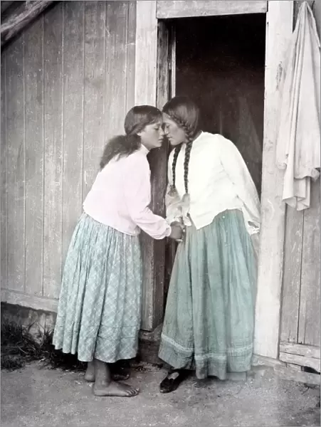 c. 1900 New Zealand - Maori women rubbing noses
