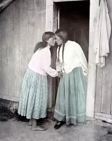 c. 1900 New Zealand - Maori women rubbing noses